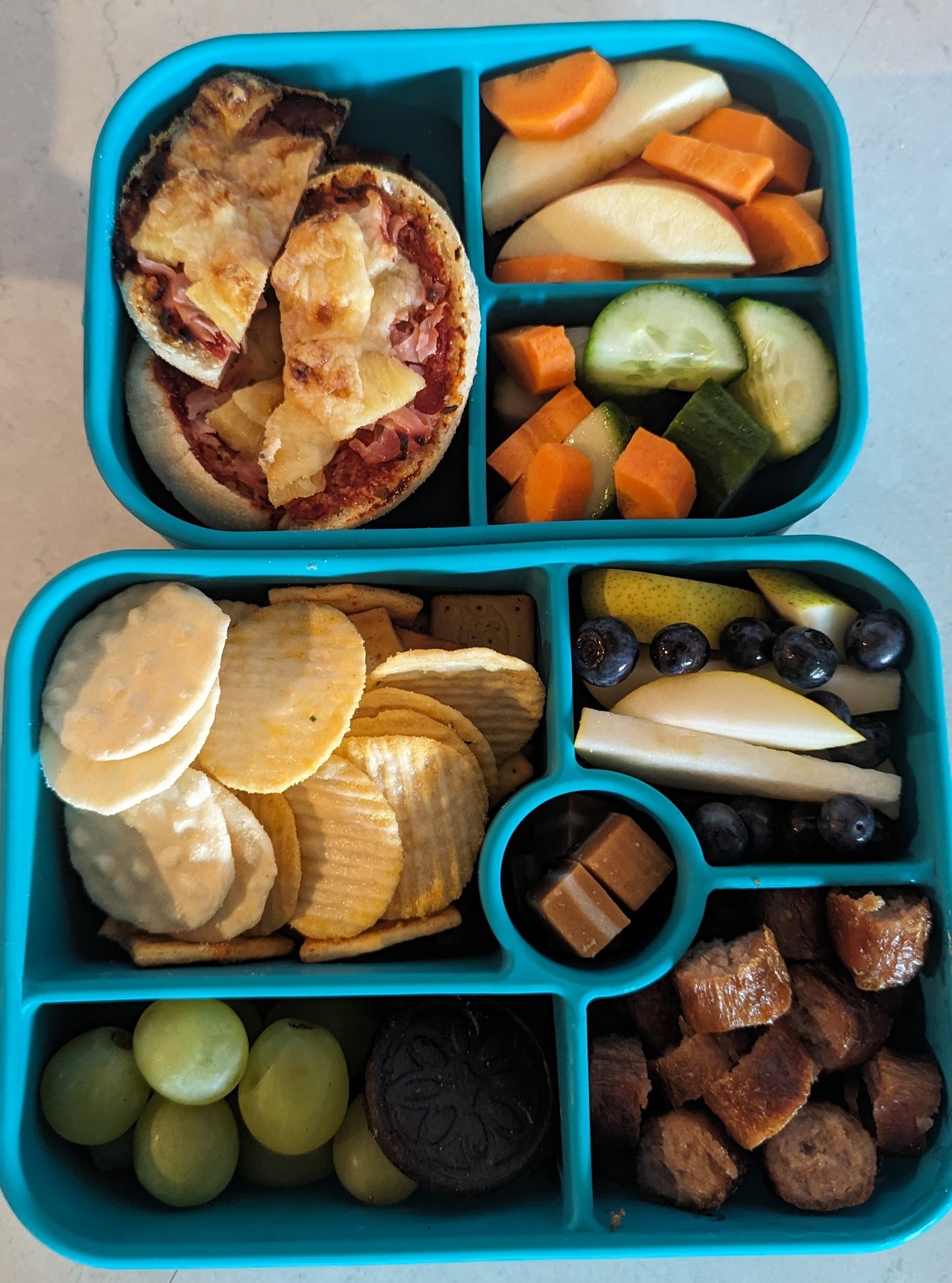 Blue 3 Compartment Bento